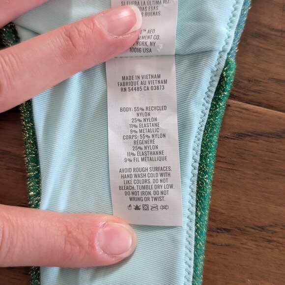aerie sparkle cheeky scoop bikini green size small - Picture 14 of 16
